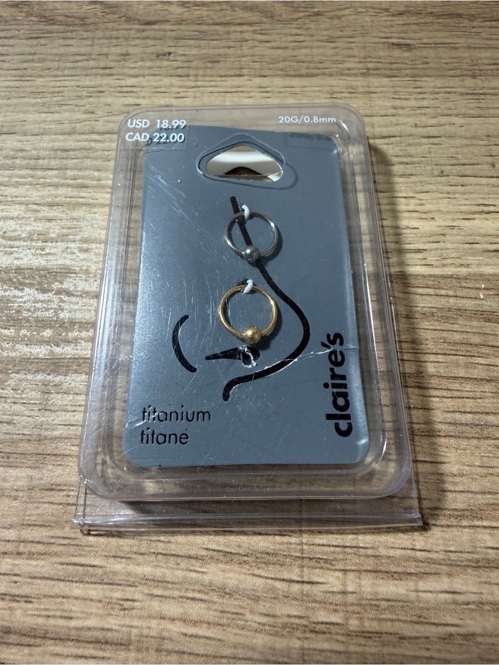 Claire's Two-Tone Titanium Nose Rings - Silver & Gold